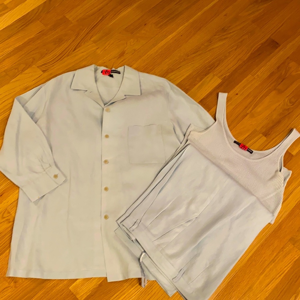 100% Linen Shirt & Pants w/ Tank, EllenTracy